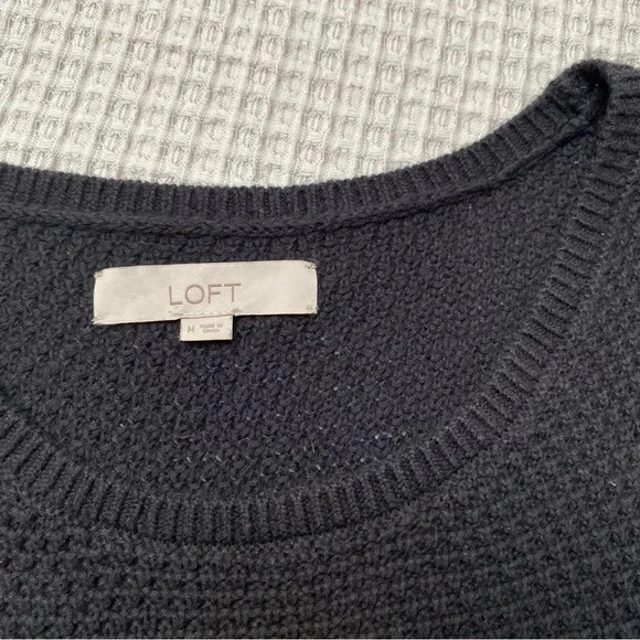 LOFT Mixed Media Knit Shell Top Black Sleeveless Vest with Polka Dot Hem Size M - Picture 15 of 15